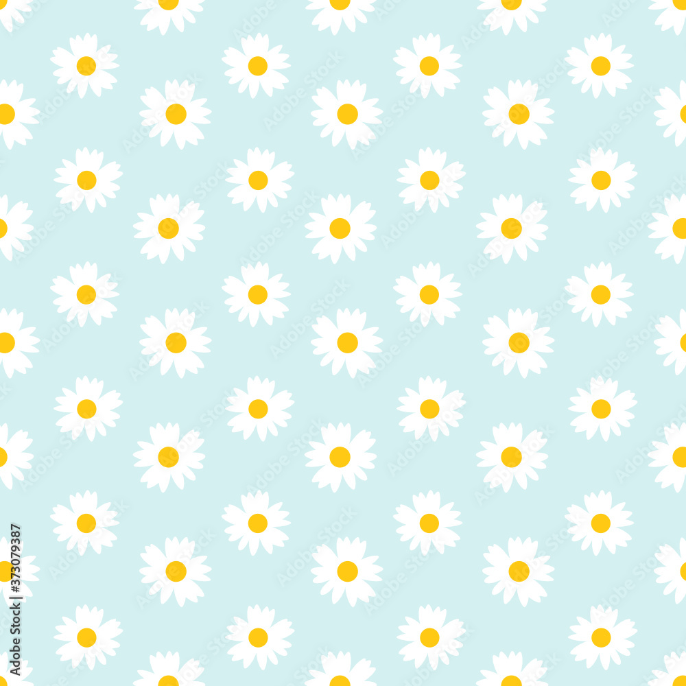Seamless pattern with daisies flower on blue background vector. Seamless pattern with daisies flower on blue background vector.