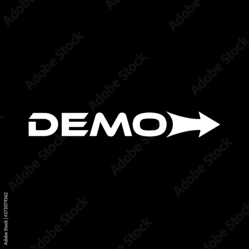 Demo sign with arrow isolated on dark background