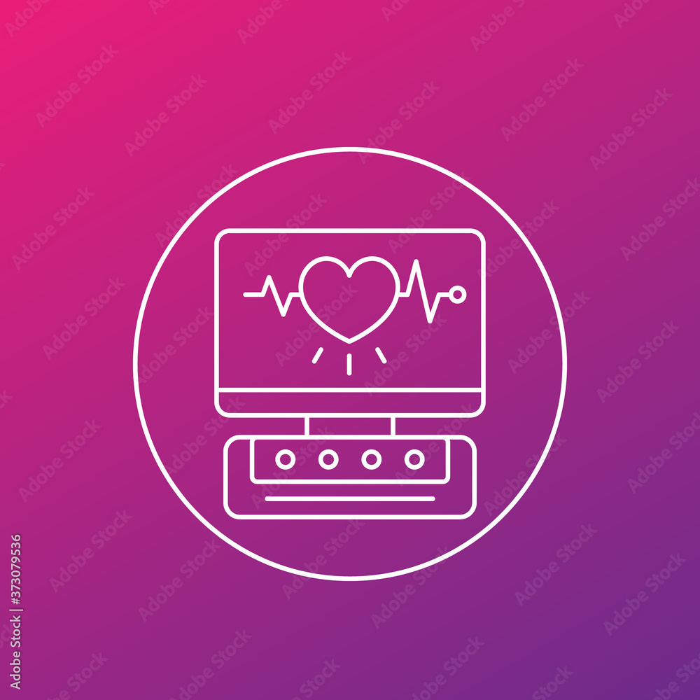 ecg machine, heart diagnostics line vector icon ecg machine, heart diagnostics line vector icon