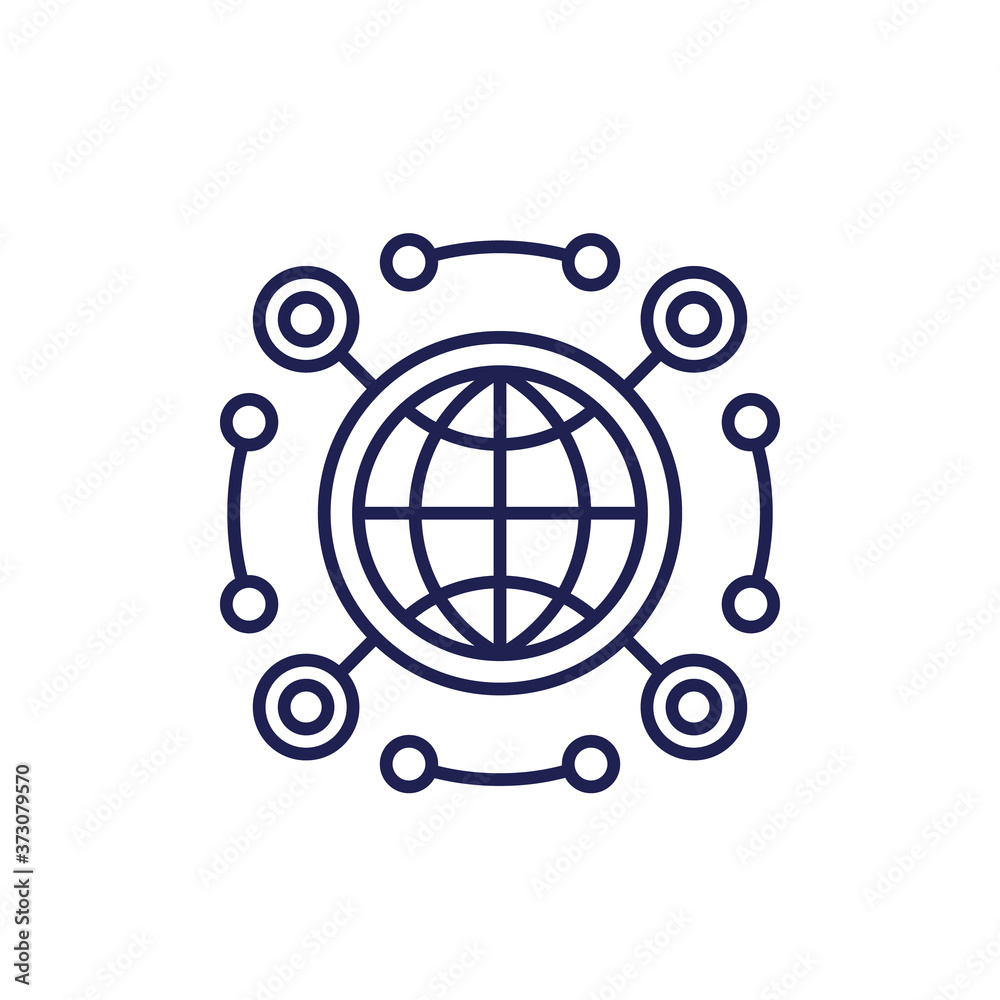 network api line icon on white