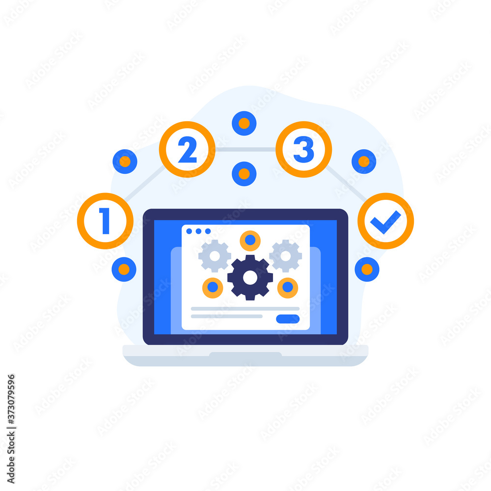 project execution vector icon with laptop project execution vector icon with laptop