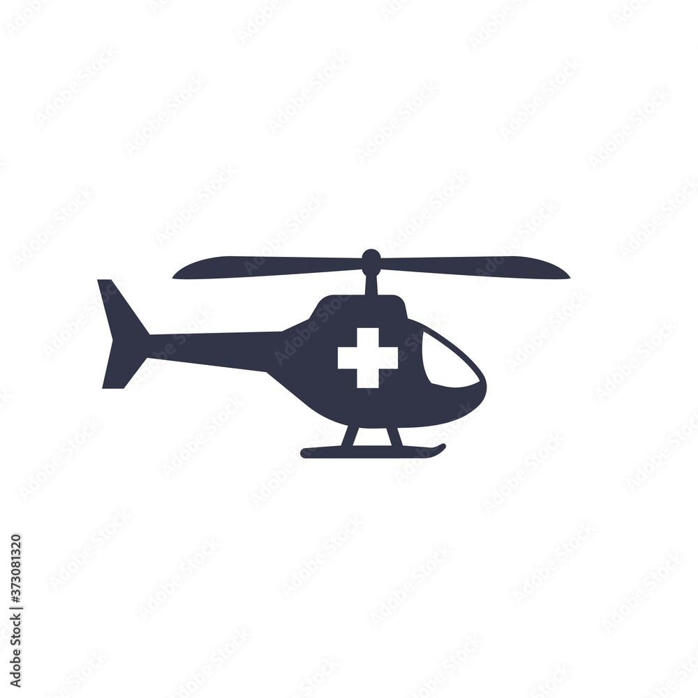 Air ambulance, medical helicopter icon on white Air ambulance, medical helicopter icon on white