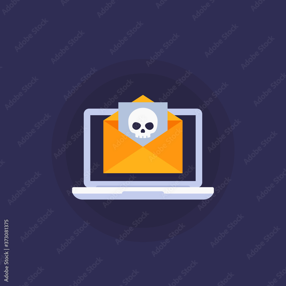 email with virus, phishing vector icon email with virus, phishing vector icon