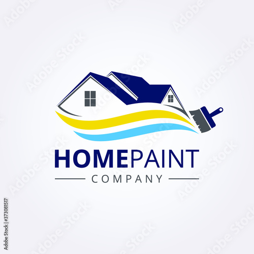 creative home paint logo with paint brush icon