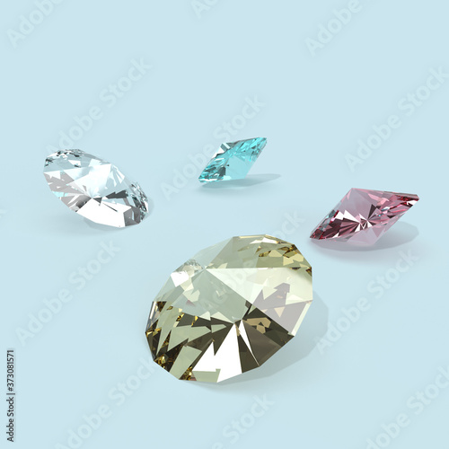 Diamonds set. 3 d rendering illustration with gems.