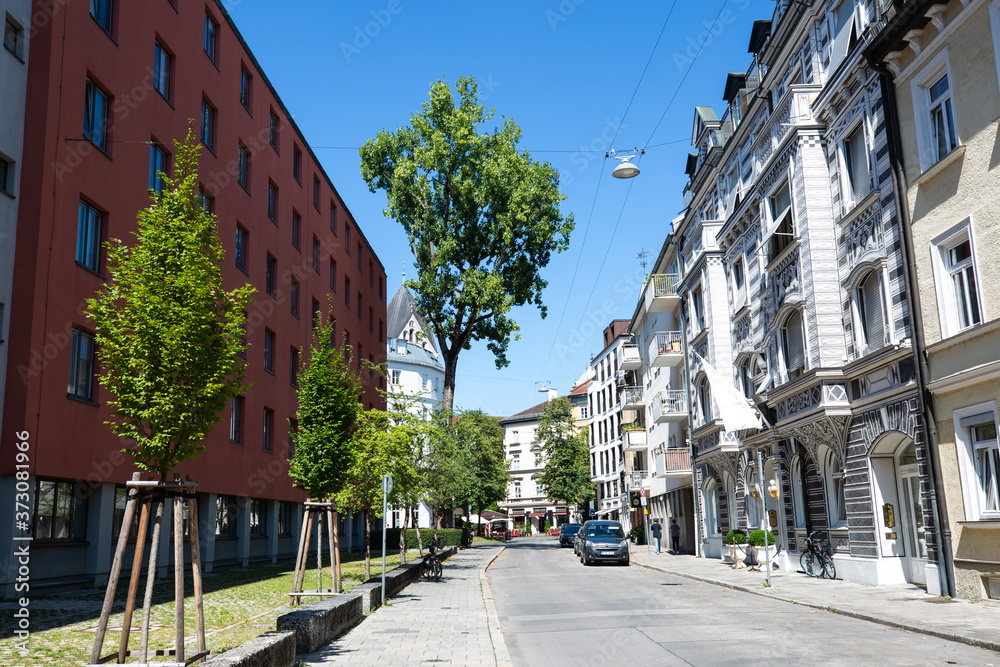 beautiful old buildings, historic houses in Munich, Lehel, restored houses, old buildings in Munich, Gothic