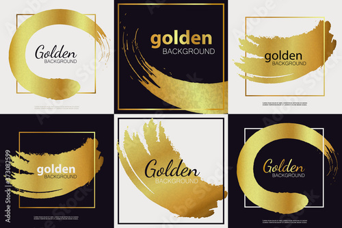 Collection of smear gold paint blow