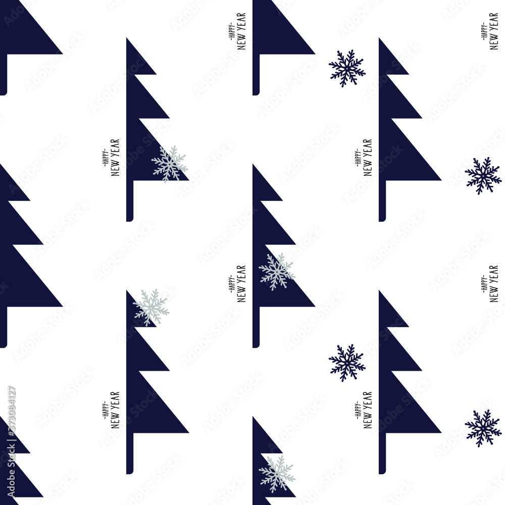 Seamless New Year's pattern of fir trees and snowflakes. Vector stock illustration eps10 Seamless New Year's pattern of fir trees and snowflakes. Vector stock illustration eps10