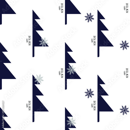 Free Download Seamless New Year's pattern of fir trees and snowflakes. Vector stock illustration eps10 - GFXLoad