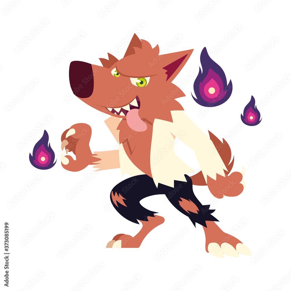 Halloween werewolf cartoon vector design