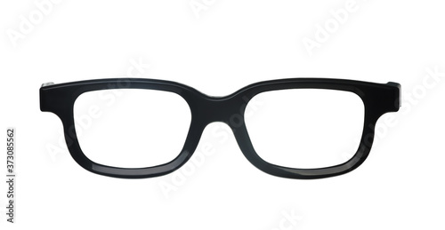 Front view of classic black eyeglasses frame