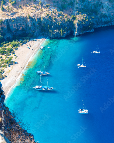 Fototapeta Naklejka Na Ścianę i Meble -  Butterfly Valley ( Kelebekler Vadisi ) view in Fethiye Town of Turkey
