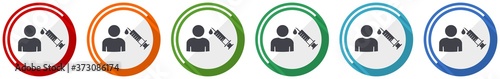 Vaccination icon set, flat design vector illustration in 6 colors options for webdesign and mobile applications