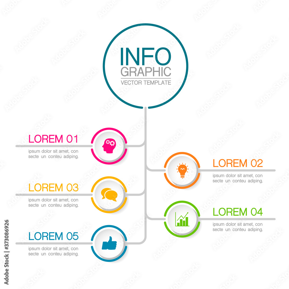 Fototapeta premium Vector infographic template with 5 steps or options. Data presentation, business concept design for web, brochure, diagram.