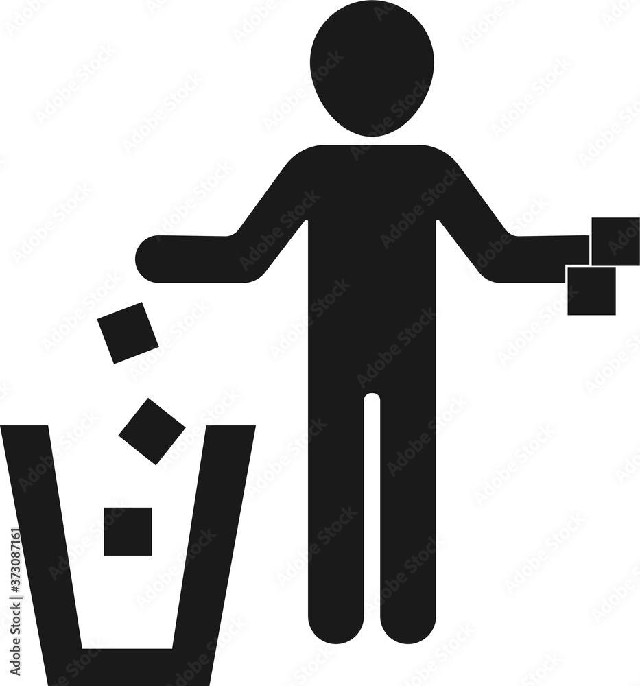 bin icon. trash can icon. Tidy man symbol, do not litter icon, keep clean, dispose of carefully and thoughtfully symbol bin icon. trash can icon. Tidy man symbol, do not litter icon, keep clean, dispose of carefully and thoughtfully symbol
