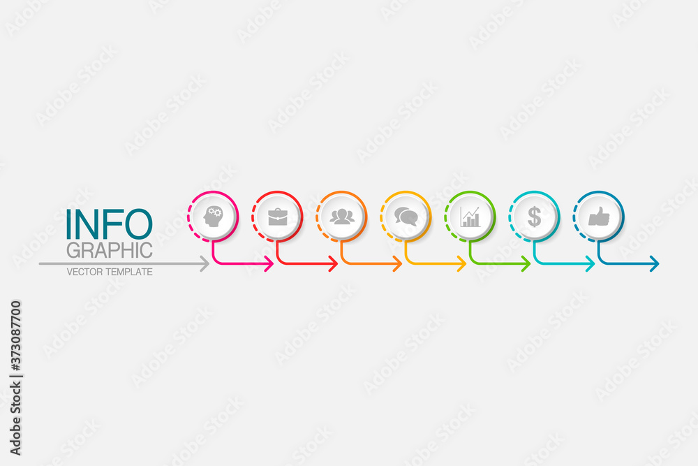 Vector infographic template with 7 steps or options. Data presentation, business concept design for web, brochure, Vector infographic template with 7 steps or options. Data presentation, business concept design for web, brochure,