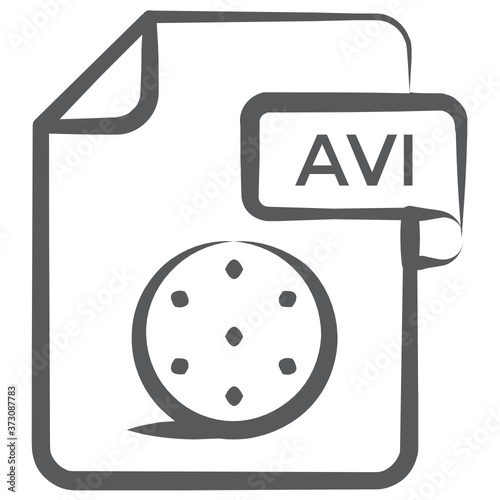 
An icon of avi file, file extension in linear style 
