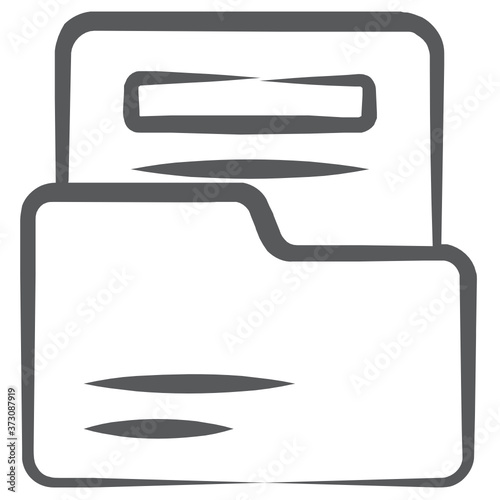 
Document in a folder making an icon of file storage folder
