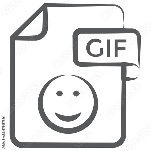 
A smiley on a file depicting gif file in a line icon
