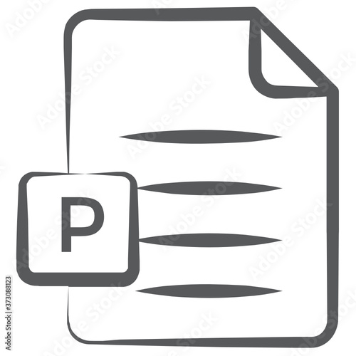 
P over a file, publisher file line icon
