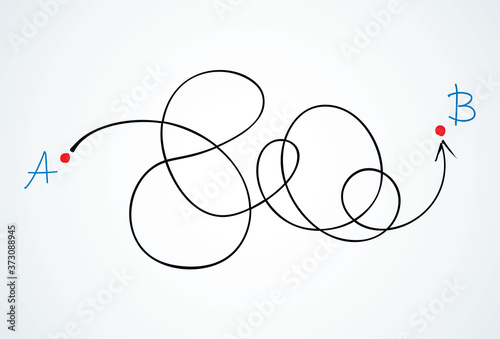 Line from point A to point B. Vector drawing