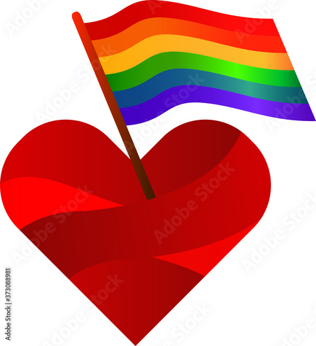 A heart vector illustration with the pride flag supporting the LGBTQ community letting everyone know that love is love! 
