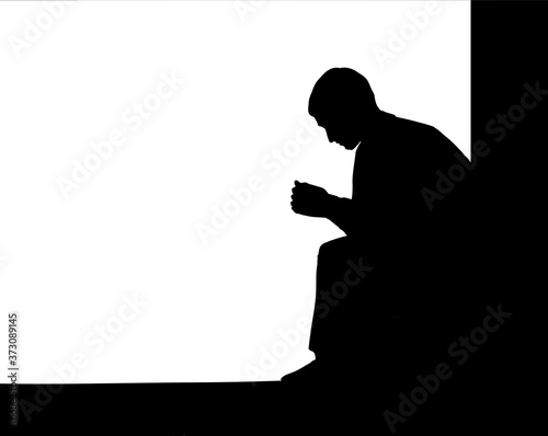The guy is sitting on a stool. Vector drawing
