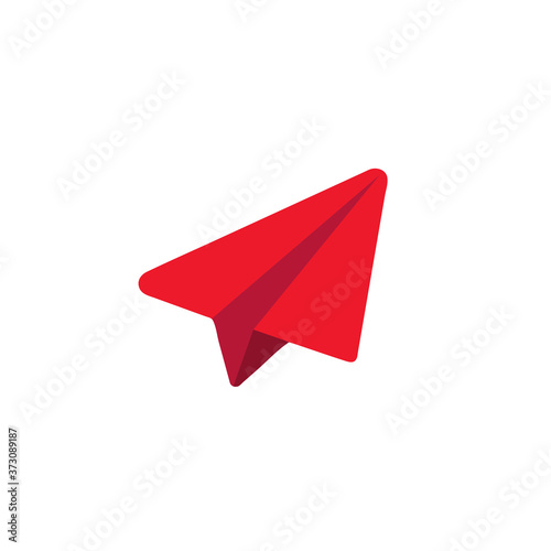 Red paper plane icon. Start up concept. Vector on isolated white background. EPS 10