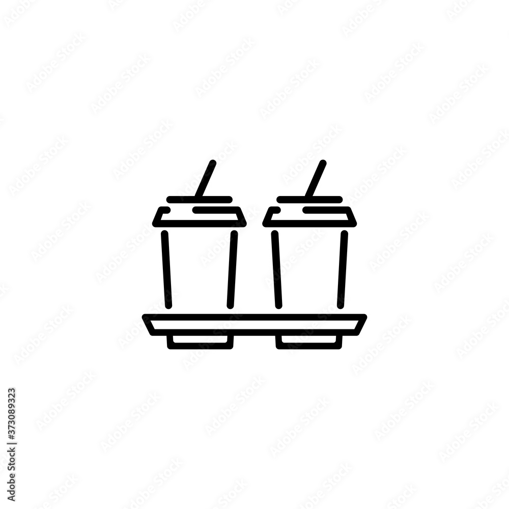 Two cup of drink icon. Coca cola, orenge juice, tea, coffee. Vector on isolated white background. EPS 10 Two cup of drink icon. Coca cola, orenge juice, tea, coffee. Vector on isolated white background. EPS 10