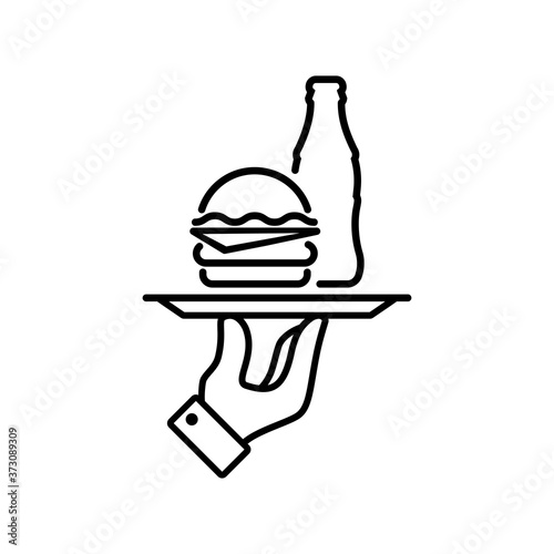 Cheeseburger with coca-cola icon. Vector on isolated white background. EPS 10