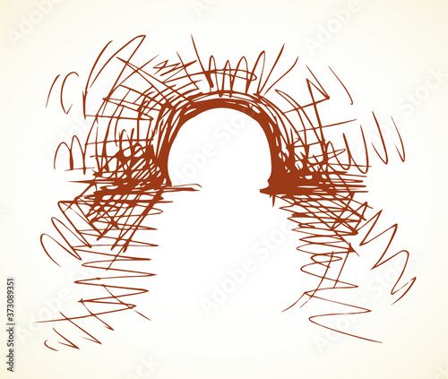 Road through the tunnel. Vector drawing
