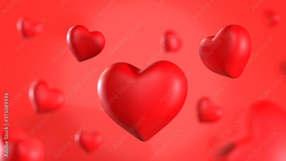 3D heart shape valentines day concept. Abstract pattern   background. 3D rendering