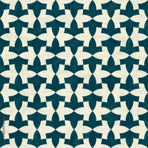 Abstract geometric mosaic pattern, marbled tiles in Islamic style, textured seamless vector illustration