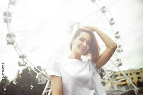 Hipster girl casual wear. Summer city portrait