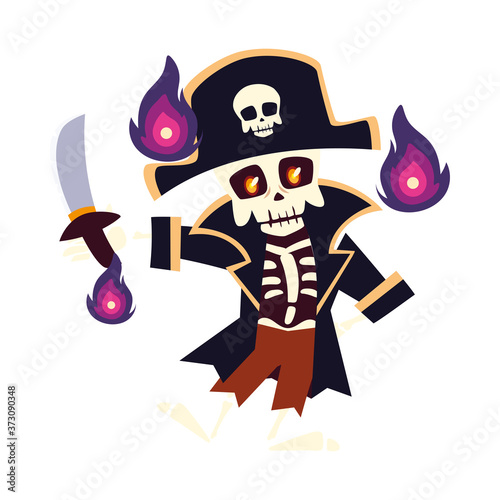 Halloween skull pirate cartoon vector design