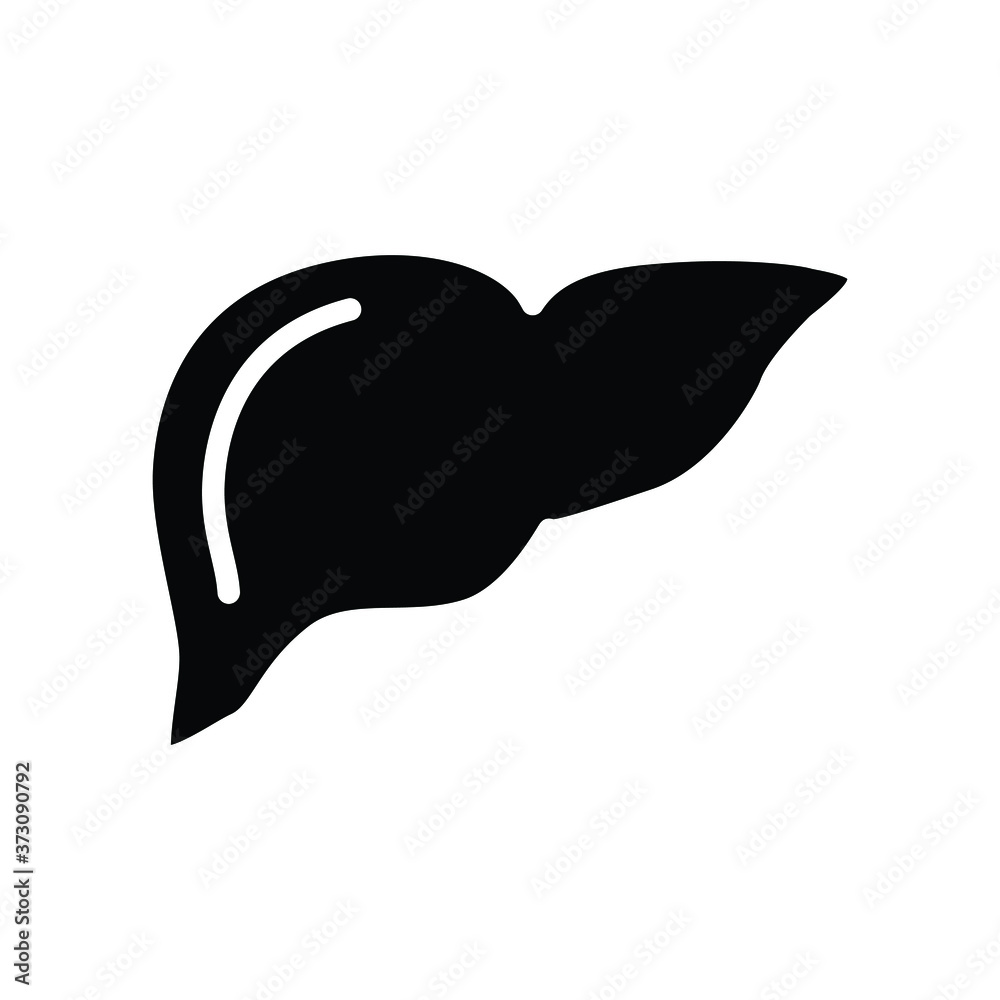Naklejka premium Liver Human Organ Medical Black and White Line Icon Vector