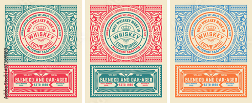 Vintage labels for whiskey or other products.