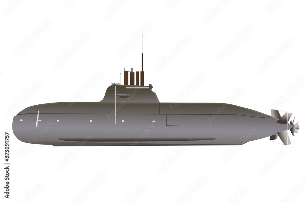submarine on white background, 3d illustration concept submarine on white background, 3d illustration concept