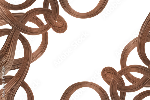 Waves of brown hair isolated on white background. Copy space