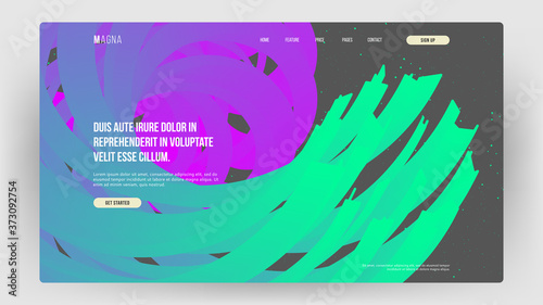 Homepage, landing page background. Abstract liquid, fluid shapes composition. 3D effect with blend gradient. Eps10 vector.