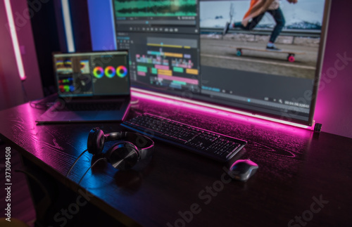 Video editing. Video production. Color Correction. Sound editing. Film making. The work of a freelancer. Equipment filmmaking. Create videos. Program for video editing.	
