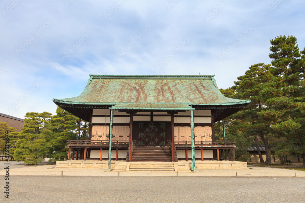 Shunkoden, The Sacred Mirror Hall at the Kyoto Imperial Palace, Kyoto, Japan. The shunkoden was built to place the sacred mirror on the occasion of the enthronement ceremony of Emperor Taisho in 1915.