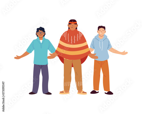 usa indian man and men cartoons vector design