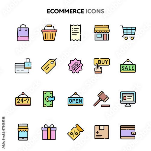 Ecommerce Icon Set. Linelo Color Series.