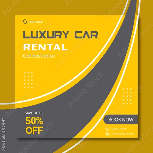 Rent car social media post banner template