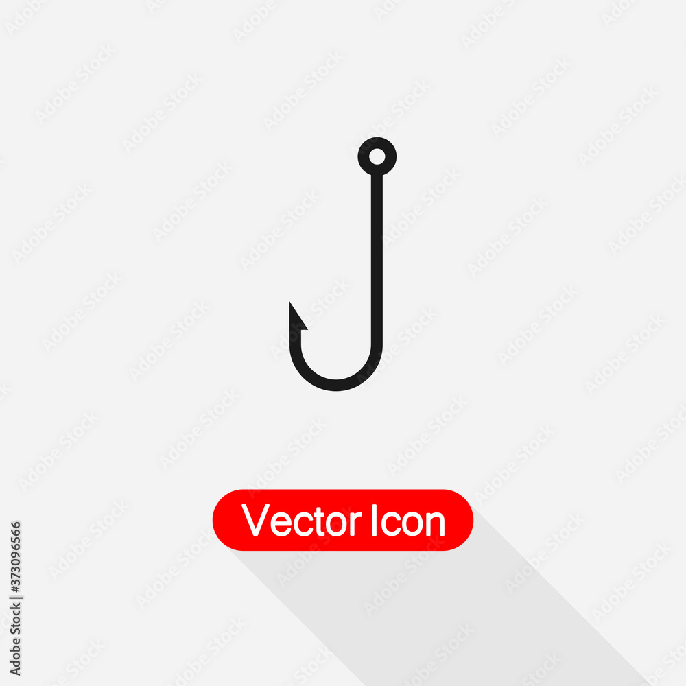 Barbed Fish Hook Icon Vector Illustration Eps10
