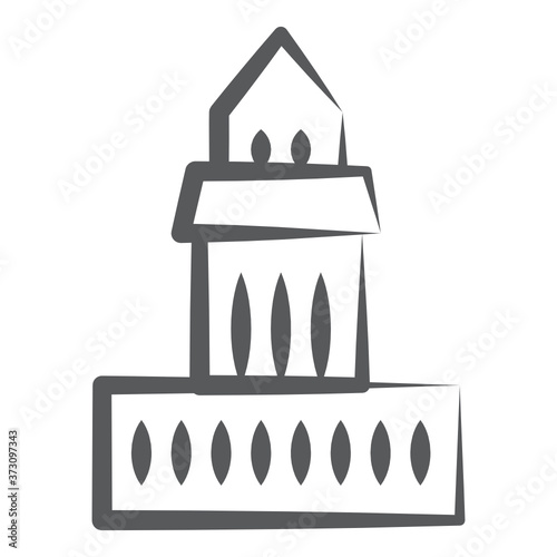 
An underground building for burying the dead, tomb linear icon 
