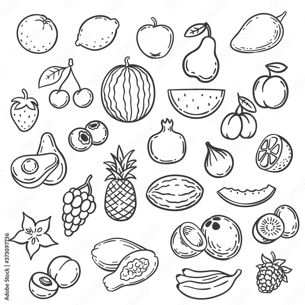 Fruit Characters Black And White Fruit Coloring Pages Outline Sketch Drawing  Vector Fruits Images Drawing Fruits Images Outline Fruits Images Sketch  PNG and Vector with Transparent Background for Free Download