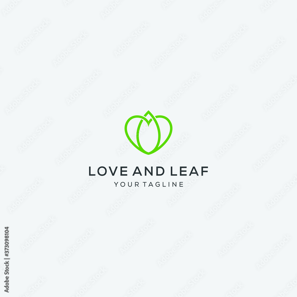 Abstract love and leaf line logo design vector template vector illustration. Abstract love and leaf line logo design vector template vector illustration.
