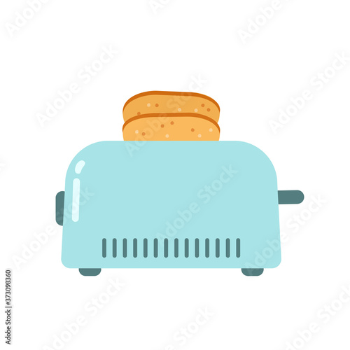 Kitchen toaster in cartoon style isolated on white background